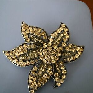 Lord and Taylor Gold Crystal Flower Brooch